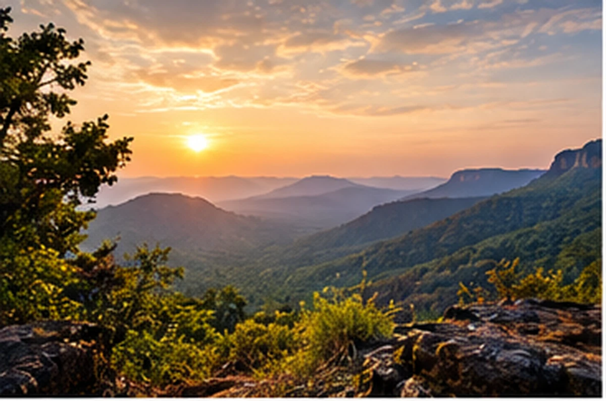 Illustration of the Satpura hills around Pachmarhi