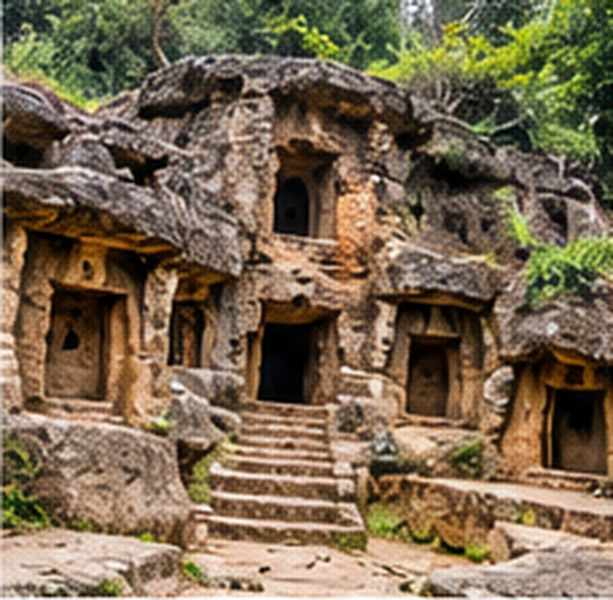 Illustration of the Pandav Caves
